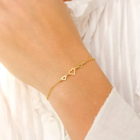 hjerte armbånd i forgyldt sølv