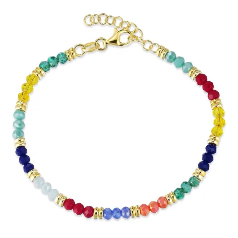 multifarvet armbånd i forgyldt sølv 17 + 3 cm x 