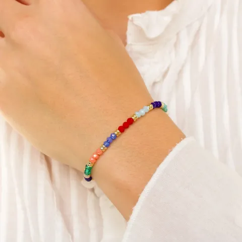 multifarvet armbånd i forgyldt sølv 17 + 3 cm x 