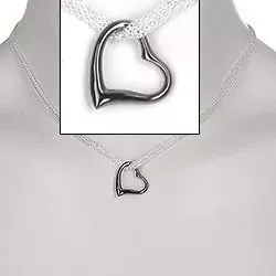 Halskæde i sølv med vedhæng i sort rhodineret sølv