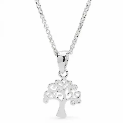 17 mm livets træ halskæde i sølv med vedhæng i sølv