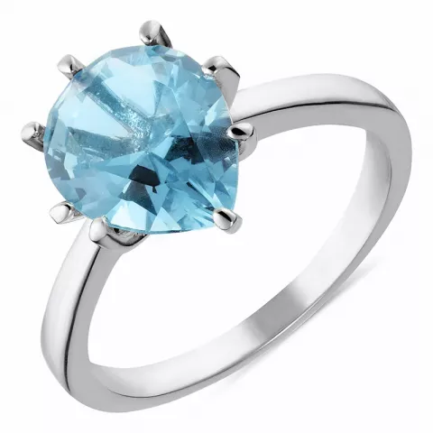Oval blå ring i sølv