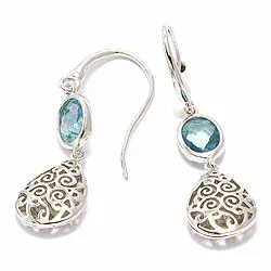 Dråbe blå zirkon øreringe i sølv