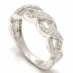 Flettet hvid zirkon ring i sølv