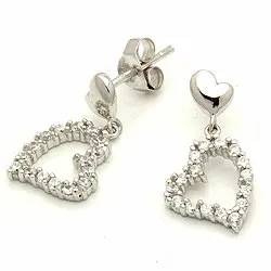 hjerte ørestikker i rhodineret sølv