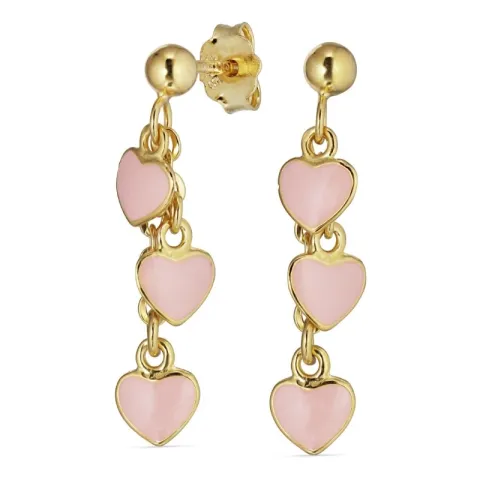 Kollektionsprøve lavendelfarvet hjerteøreringe i forgyldt sølv