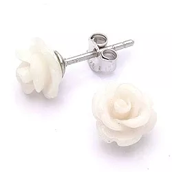 Billige Rose Beauty hvide ørestikker i sølv