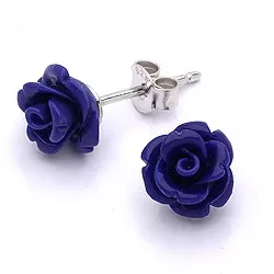 Billige Rose Beauty blå øreringe i sølv