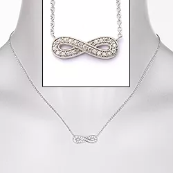 Infinity hvid zirkon vedhæng med halskæde i sølv