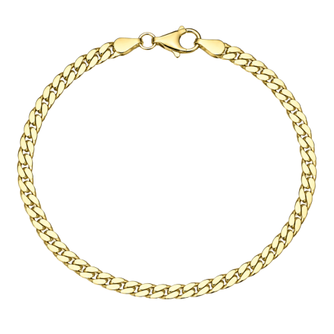 BNH panserarmbånd i forgyldt sølv 18,5 cm x 4,0 mm