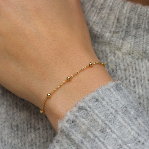 BNH Anker rund armbånd M. kugle i 8 karat guld 17 cm x 1,3 mm