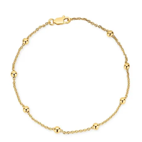 BNH Anker rund armbånd M. kugle i 8 karat guld 21 cm x 1,3 mm