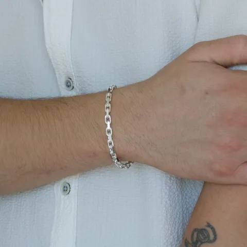 Bnh anker facet armbånd i sølv 18,5 cm x 4,5 mm