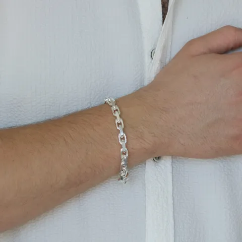 Bnh anker facet armbånd i sølv 18,5 cm x 6,5 mm