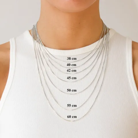 kort BNH veneziakæde i 14 karat hvidguld 38 cm x 1,0 mm