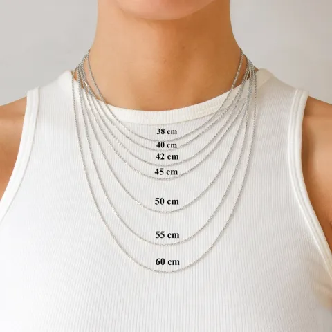 kort BNH Anker facet halskæde i 14 karat hvidguld 38 cm x 1,4 mm