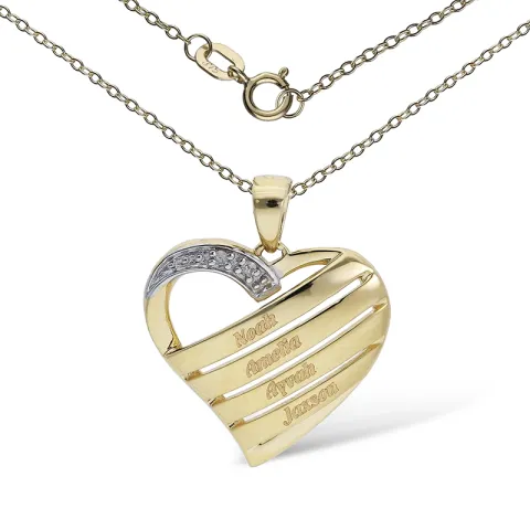 hjerte navnehalskæde i 9 karat guld - My Letter