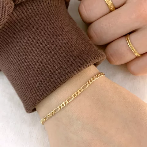 Figaroarmbånd i 14 karat guld 18,5 cm x 2,8 mm