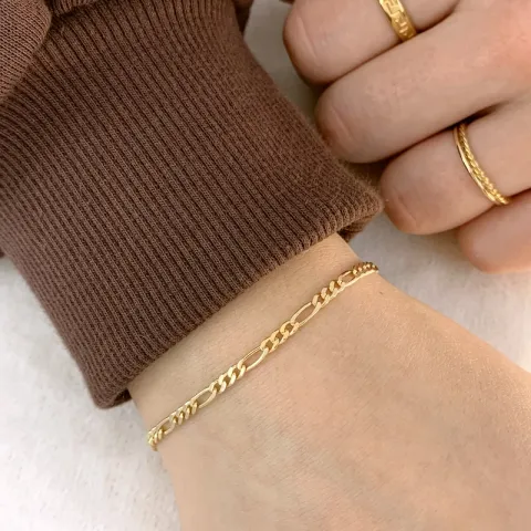 Figaroarmbånd i 14 karat guld 18,5 cm x 2,8 mm