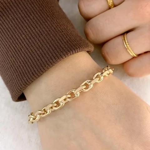 BNH Anker facet armbånd i 8 karat guld 21 cm x 6,0 mm