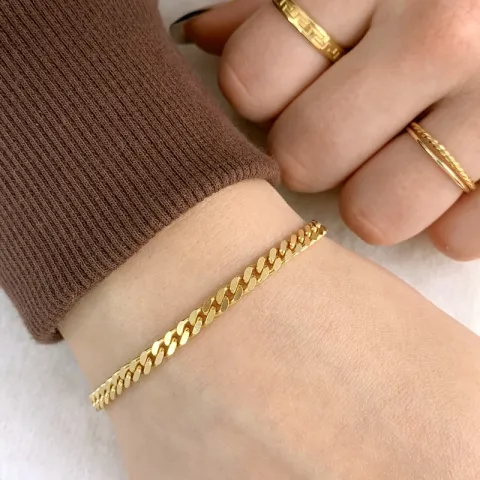 BNH panserarmbånd i 8 karat guld 21 cm x 4,0 mm