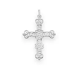 korsvedhæng i 14 karat hvidguld