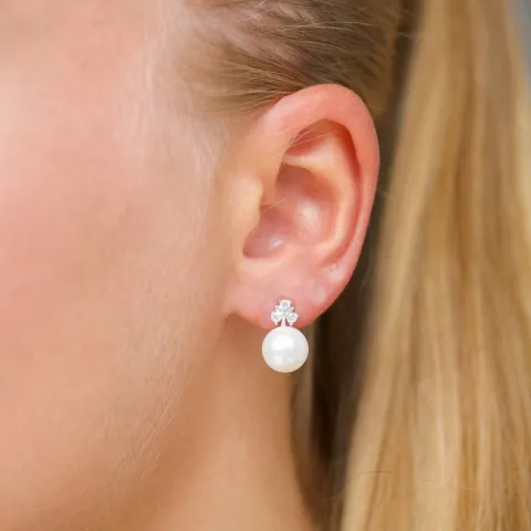 blomster perle øreringe i sølv