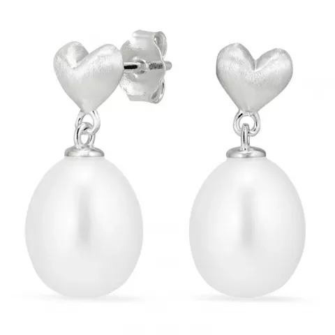 hjerte perle øreringe i sølv