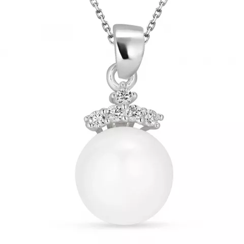 perle vedhæng med halskæde i sølv