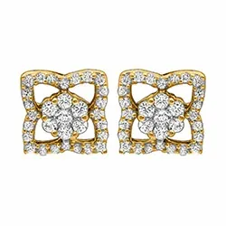blomster diamant ørestikker i 14 karat guld med diamant