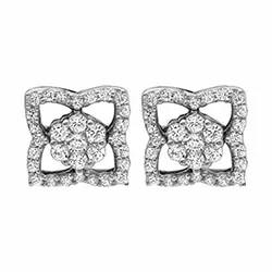blomster diamant ørestikker i 14 karat hvidguld med diamant