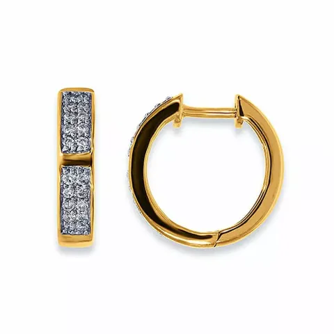 Guld creoler i 14 karat guld og hvidguld med diamanter