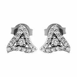trekantet diamant ørestikker i 14 karat hvidguld med diamant 