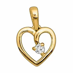 Hjerte diamant vedhæng i 14 karat guld 0,03 ct