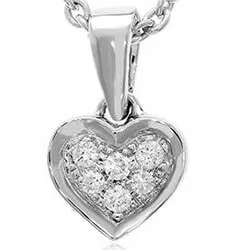 Hjerte diamant vedhæng i 14 karat hvidguld 0,05 ct