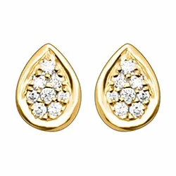 dråbe diamant ørestikker i 14 karat guld med diamant 