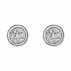 små runde diamant ørestikker i 14 karat hvidguld med diamant