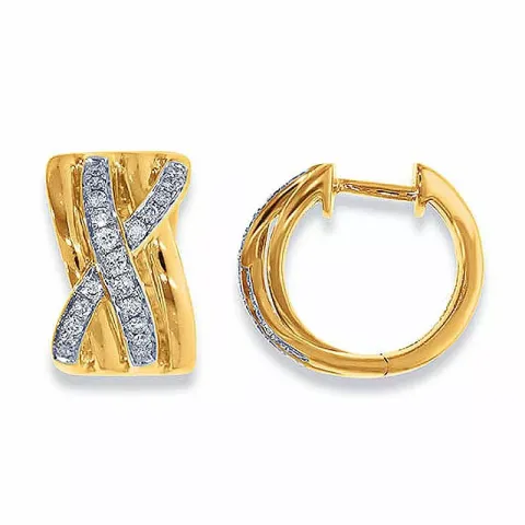 Hvide diamant creoler i 14 karat guld og hvidguld med diamanter