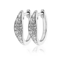 diamant creoler i 14 karat hvidguld med diamant