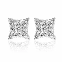 firkantet diamant ørestikker i 14 karat hvidguld med diamant 