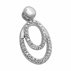 Ovalt diamantvedhæng i 14 karat hvidguld 0,18 ct
