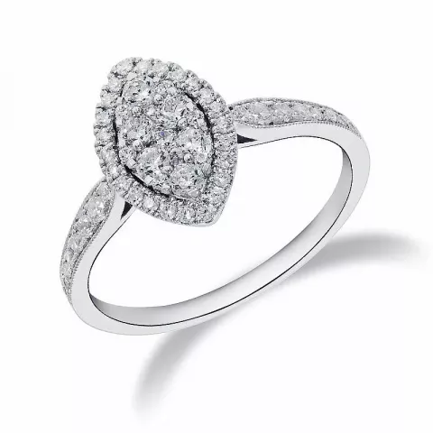 dråbeformet diamant ring i 14 karat hvidguld 0,51 ct