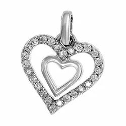 hjerte diamantvedhæng i 14 karat hvidguld 0,13 ct