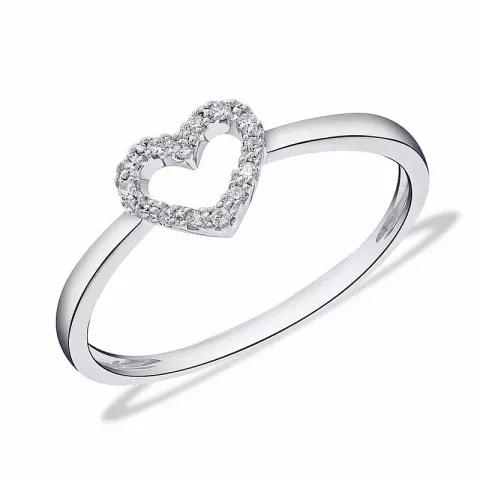 hjerte diamant ring i 14 karat hvidguld 0,05 ct