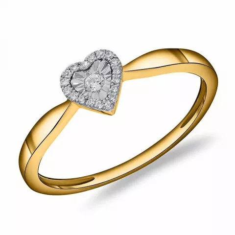 hjerte diamant guld ring i 14 karat guld med rhodium 0,08 ct
