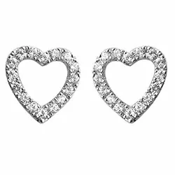 hjerte diamant ørestikker i 14 karat hvidguld med diamant 