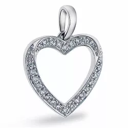 hjerte diamantvedhæng i 14 karat hvidguld 0,09 ct