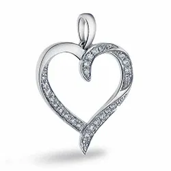 Hjerte diamantvedhæng i 14 karat hvidguld 0,08 ct