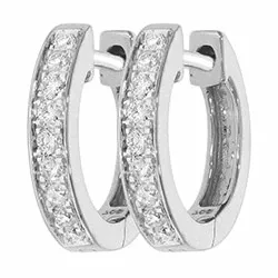 12 mm diamant creoler i 14 karat hvidguld med diamant