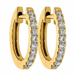 14 mm creoler i 14 karat guld med diamant 